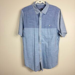 The North Face Button Down Mens Blue Shirt Colorblock Short Sleeve Large Top